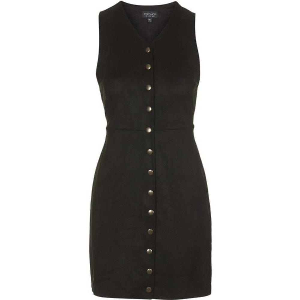 Topshop Faux Suede Button Down Dress Size 0
